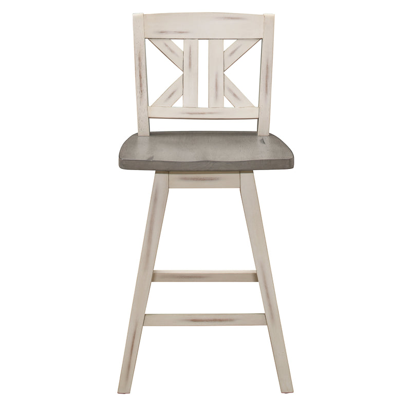 Amsonia Gray/White Swivel Counter Height Chairs, Set of 2