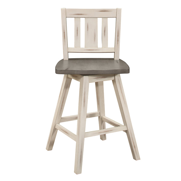 Amsonia Gray/White Swivel Counter Height Chairs, Set of 2