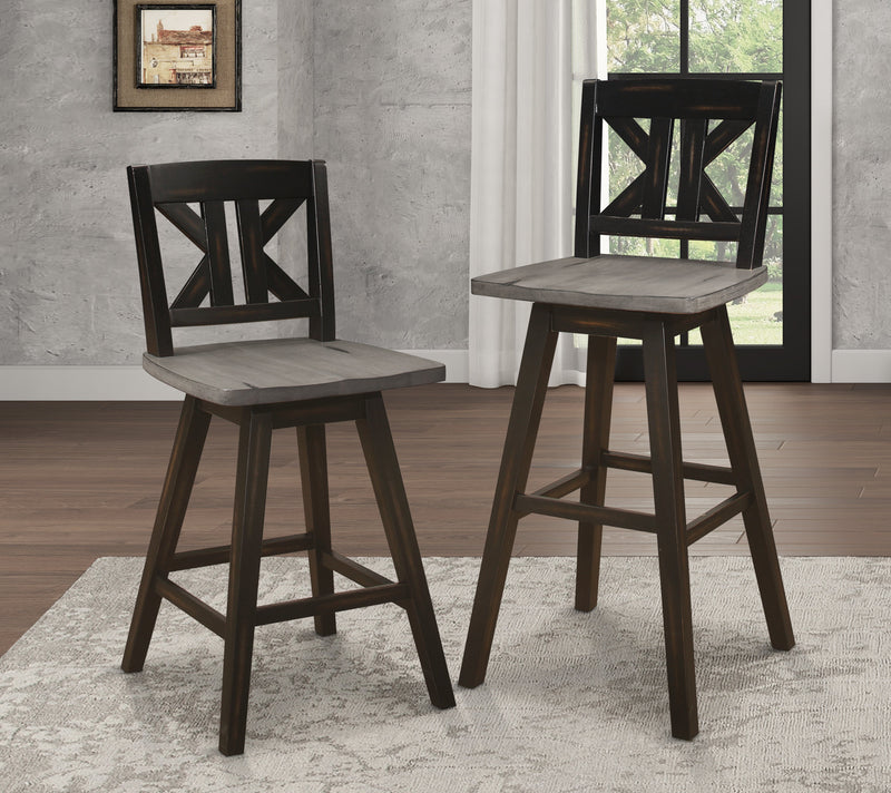 Amsonia Black Swivel Pub Counter Height Chairs, Set of 2