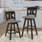 Amsonia Black Swivel Pub Counter Height Chairs, Set of 2