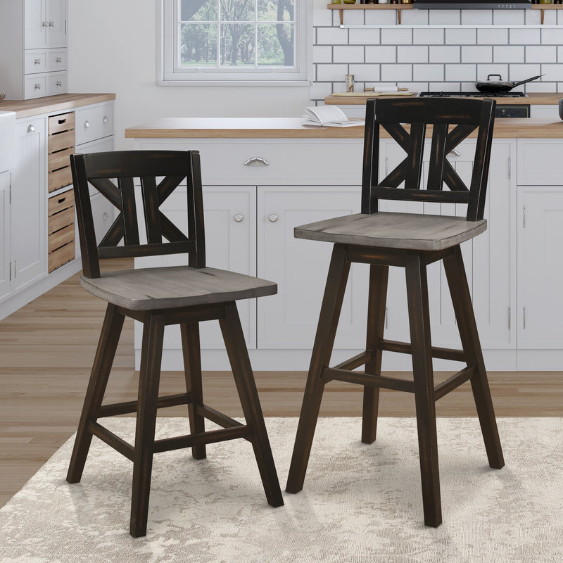 Amsonia Black Swivel Pub Counter Height Chairs, Set of 2