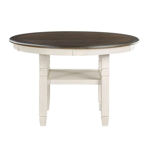 Asher Antique White/Brown Round Dining Table