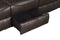 Aram Dark Brown Faux Leather Double Reclining Sofa with Center Drop-Down Cup Holders, Receptacles, Hidden Drawer and USB Ports