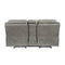 Aram Gray Faux Leather Double Glider Reclining Loveseat with Center Console, Receptacles and USB Ports