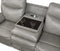 Aram Gray Faux Leather Double Reclining Sofa with Center Drop-Down Cup Holders, Receptacles, Hidden Drawer and USB Ports