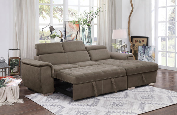 Ferriday Taupe Storage Sleeper Sectional