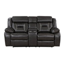 Amite Dark Gray Double Reclining Loveseat with Center Console