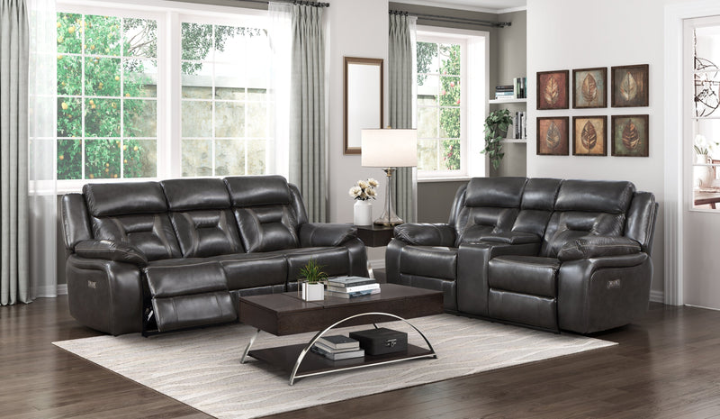 Amite Dark Gray Power Double Reclining Loveseat