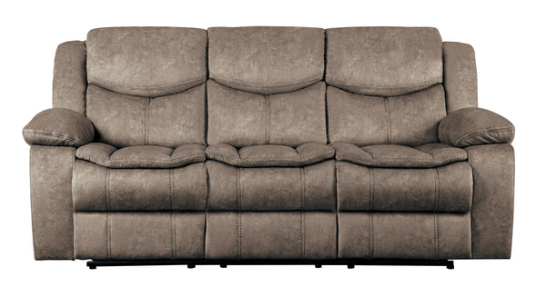 Bastrop Brown Fabric Double Reclining Sofa