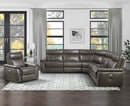 Maroni Dark Brown Leather 6-Piece Modular Power Reclining Sectional