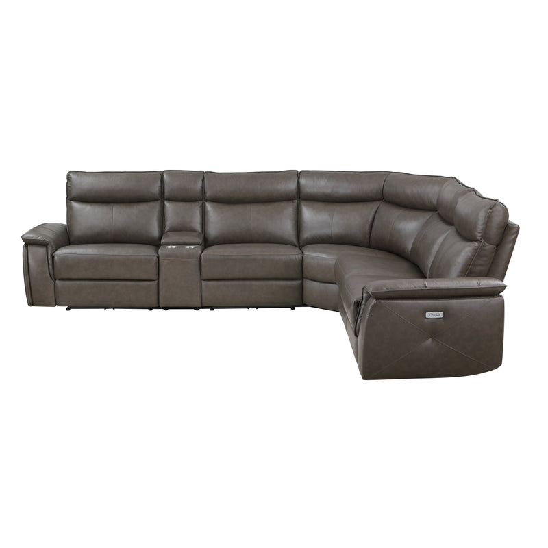 Maroni Dark Brown Leather 6-Piece Modular Power Reclining Sectional