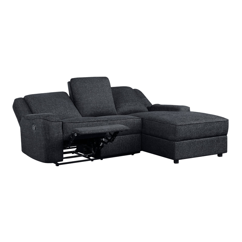 Monterey Ebony Chenille Reclining Sectional with Right Chaise