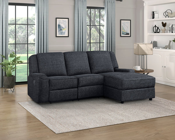 Monterey Ebony Chenille Reclining Sectional with Right Chaise