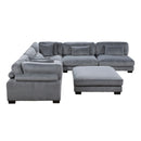 Traverse Gray Corduroy 6-Piece Modular Sectional with Ottoman