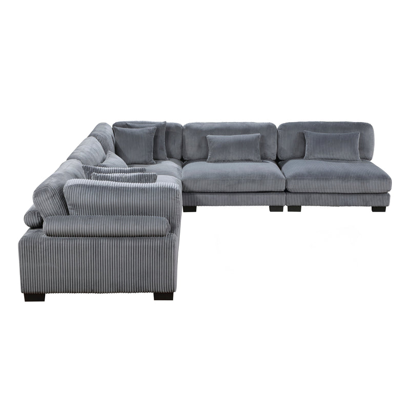 Traverse Gray Corduroy 5-Piece Modular Sectional