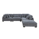 Traverse Gray Corduroy 5-Piece Modular Sectional with Ottoman