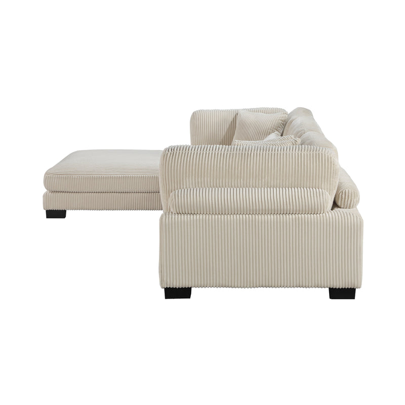 Traverse Beige Corduroy 4-Piece Modular Sectional with Ottoman