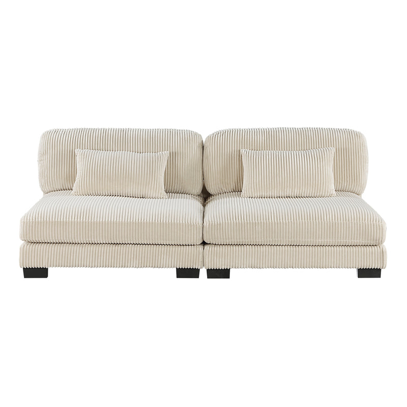 Traverse Beige Corduroy 6-Piece Modular Sectional with Ottoman