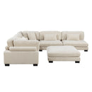 Traverse Beige Corduroy 6-Piece Modular Sectional with Ottoman