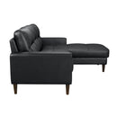 Lewes Black Leather 2-Piece Sectional with Right Chaise