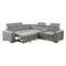 Farrah Light Gray 3-Piece Sectional with Adjustable Headrests, Pull-out Bed and Console