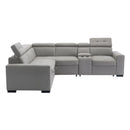 Farrah Light Gray 3-Piece Sectional with Adjustable Headrests, Pull-out Bed and Console