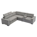 Farrah Light Gray 3-Piece Sectional with Adjustable Headrests, Pull-out Bed and Console