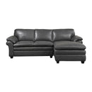 Exton Gray Leather 2-Piece Sectional with Right Chaise