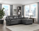 Exton Gray Leather 2-Piece Sectional with Right Chaise