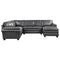 Exton Gray Leather 4-Piece Sectional with Right Chaise