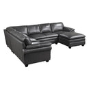 Exton Gray Leather 4-Piece Sectional with Right Chaise