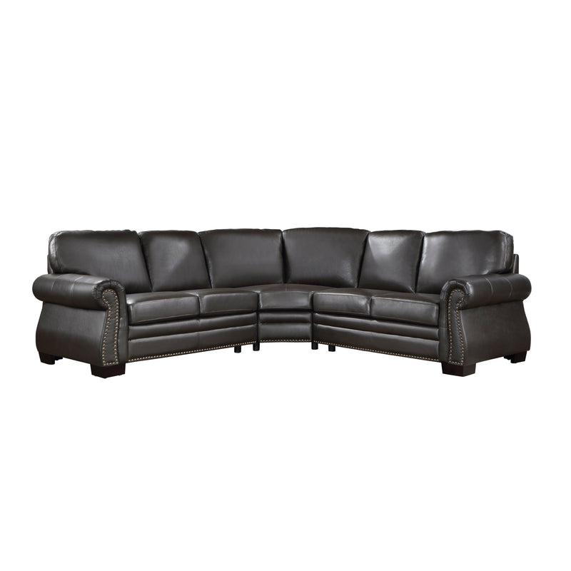 Wareham Dark Brown Leather 3-Piece Sectional