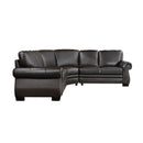 Wareham Dark Brown Leather 3-Piece Sectional