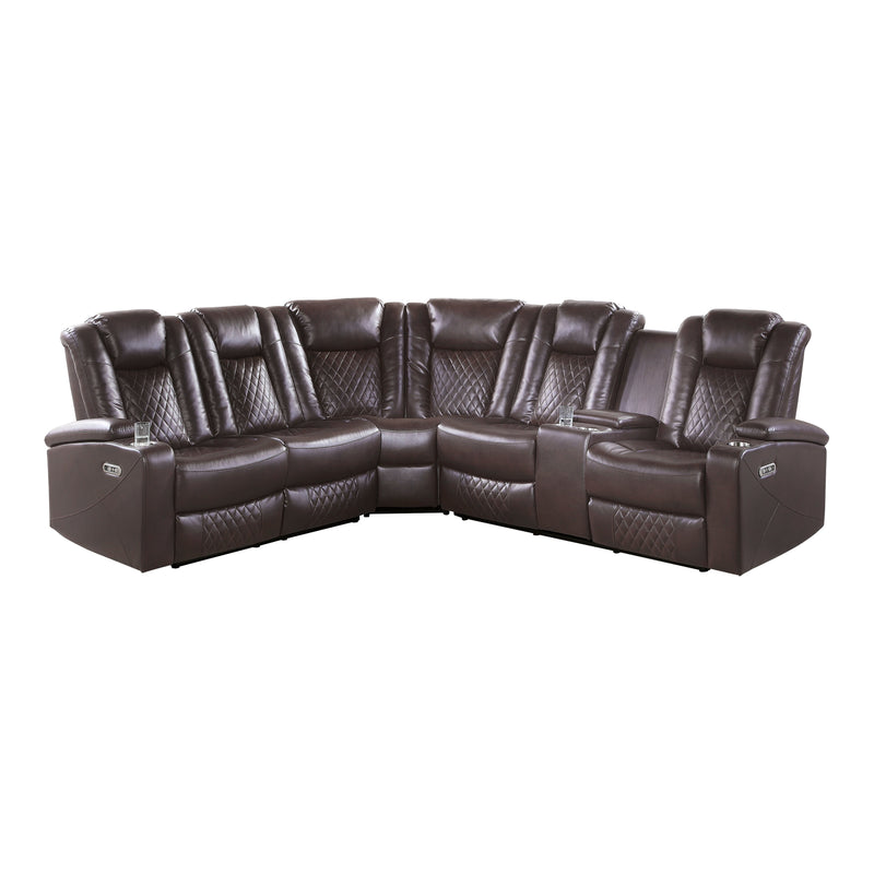 Caelan Dark Brown LED Power Reclining Sectional