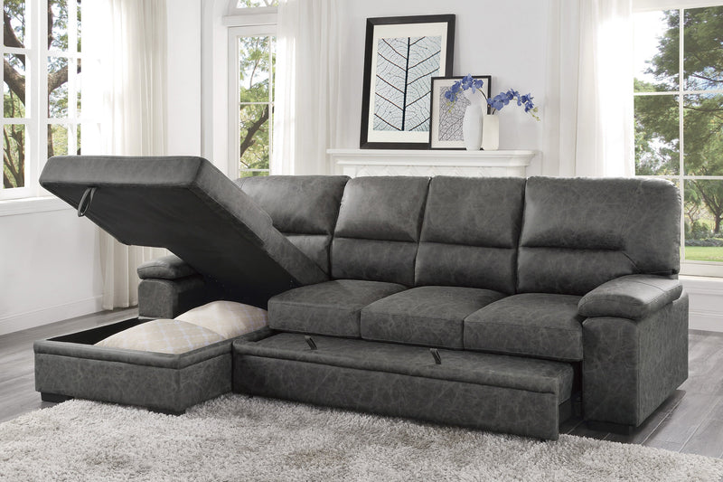 Michigan Dark Gray LAF Storage Sleeper Sectional