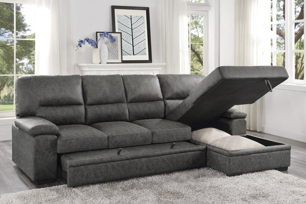 Michigan Dark Gray RAF Storage Sleeper Sectional