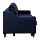 Adelia Navy  Velvet Convertible Studio Sofa with Pull-out Bed