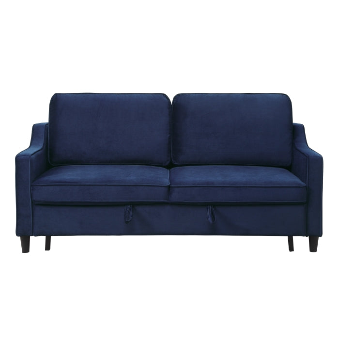 Adelia Navy  Velvet Convertible Studio Sofa with Pull-out Bed