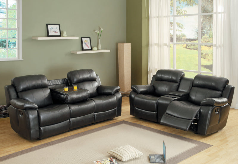  Black Leather Living Room Set