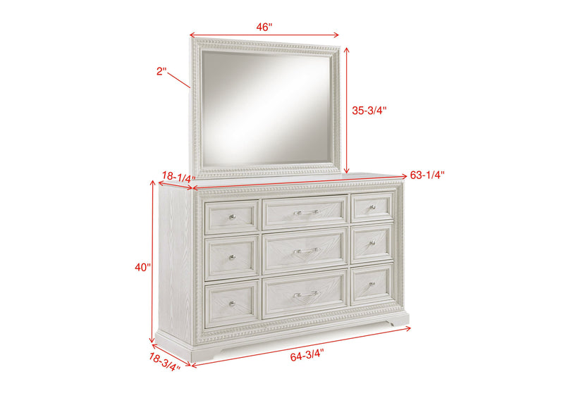 Alexandria Whitewash Dresser Mirror