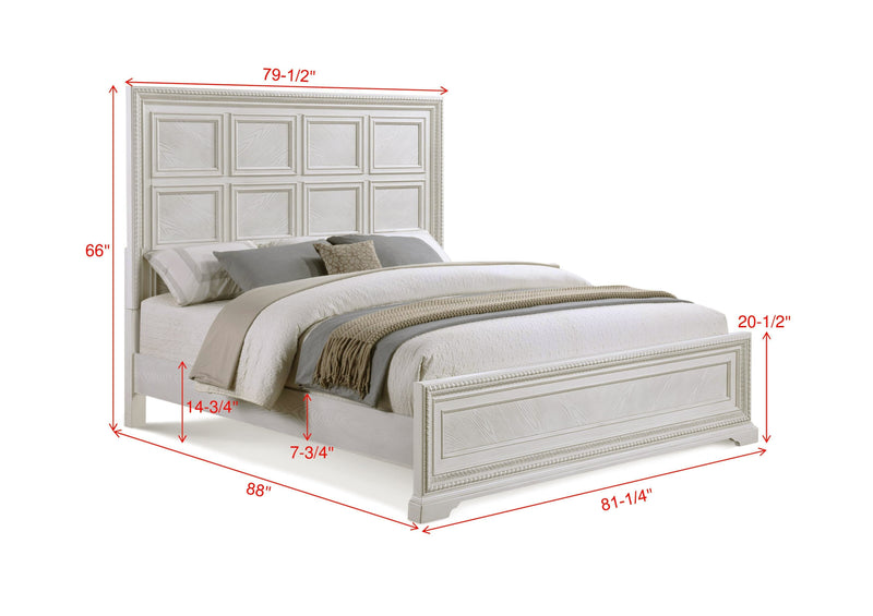 Alexandria Whitewash King Panel Bed