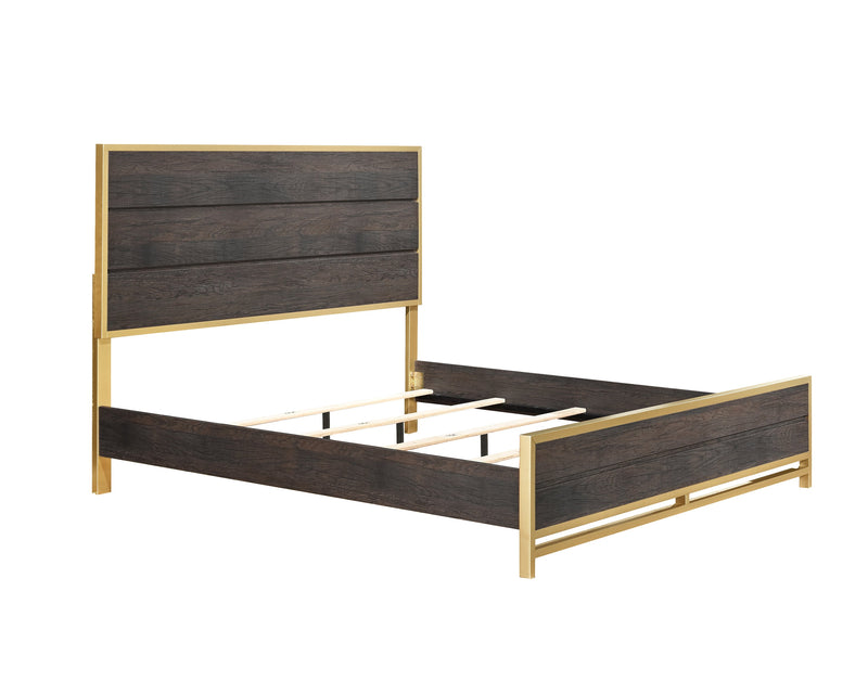 Trevor Brown/Gold Panel Bedroom Set