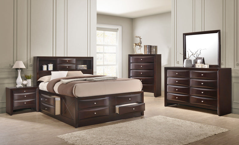 Emily Dark Cherry Storage Platform Bedroom Set