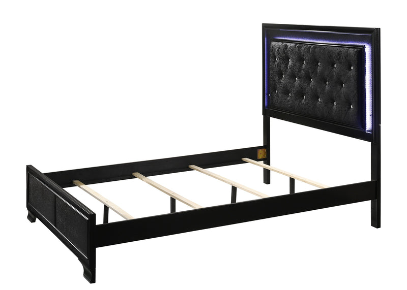 Micah Black LED Upholstered Panel Bedroom Set