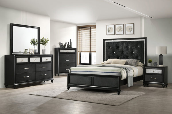 Lila Black Upholstered Panel Youth Bedroom Set