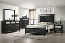 Lila Black Queen Upholstered Panel Bed