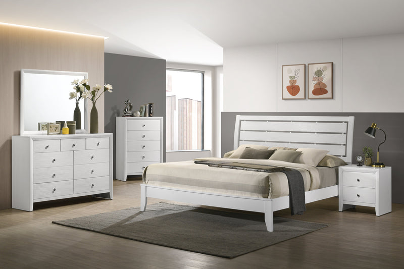 Evan White King Panel Bed