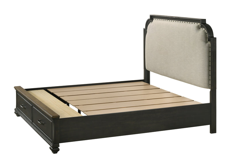 Hamilton Dark Brown Queen Upholstered Storage Platform Bed