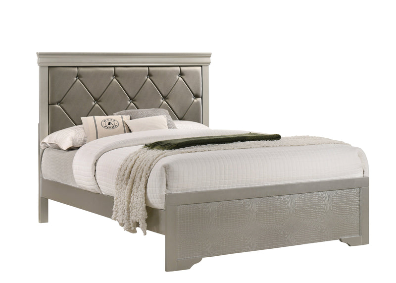 Amalia Champagne Silver Full Panel Bed