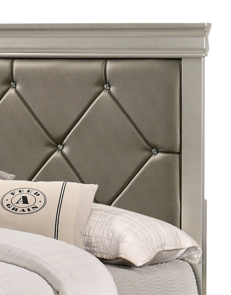 Amalia Champagne Silver Full Panel Bed